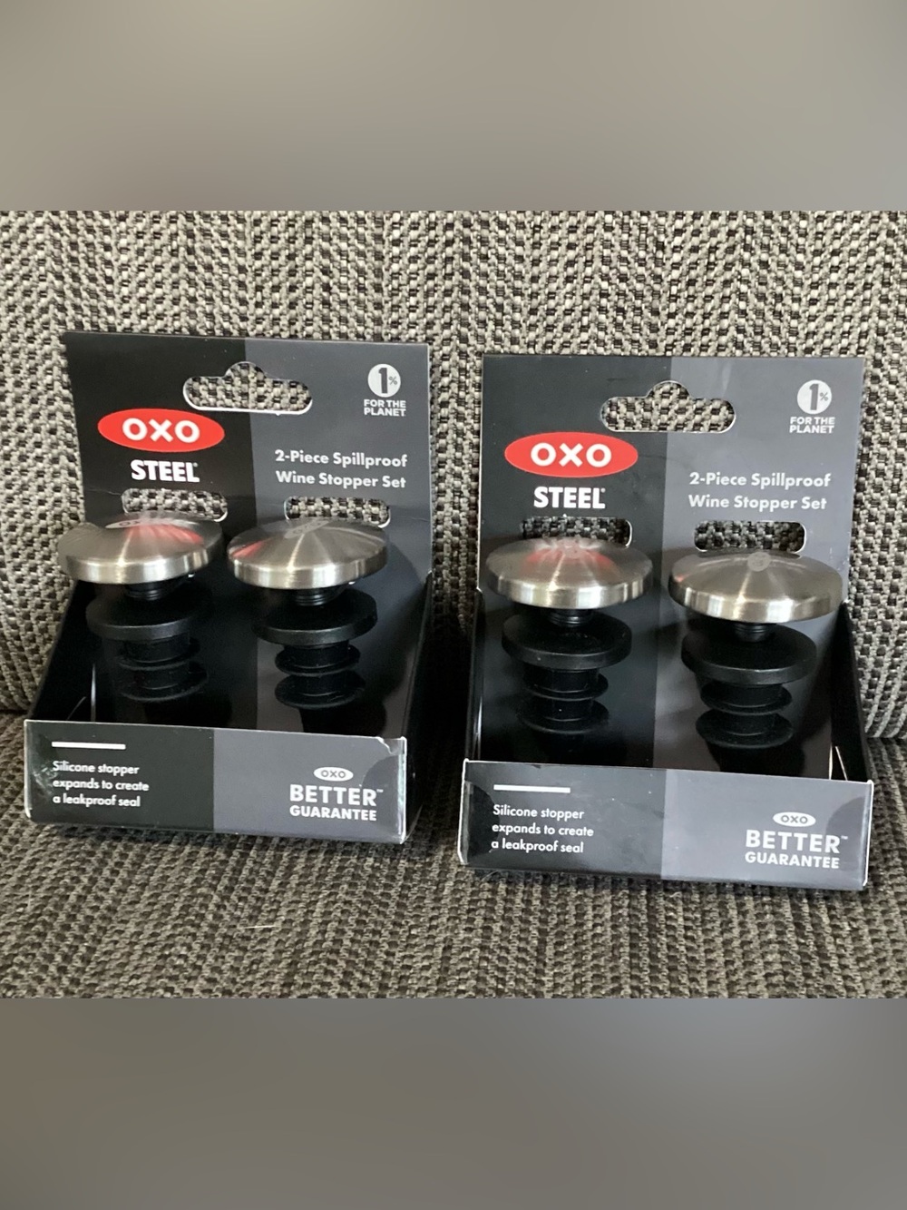 OXO Steel 2-Piece Spillproof Wine Bottle Stopper Set (2 Sets)